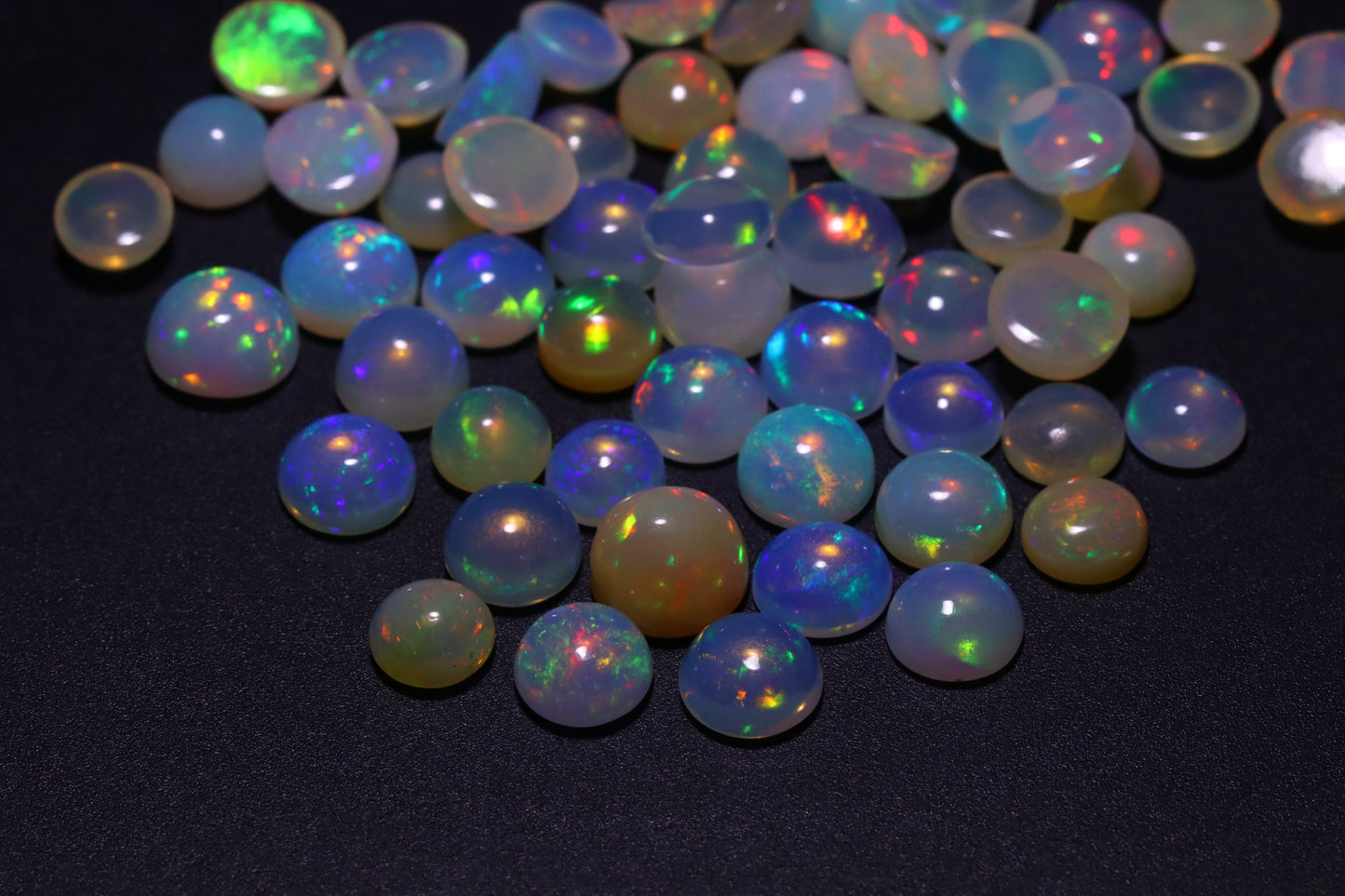Untreated Ethiopian Opal Cabochon Stone for Jewelry Making | Flashing White Gemstone