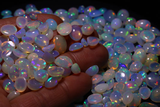 White Ethiopian opal cabochon stone | Untreated gemstone for making Jewellery | Oval cut loose opal .