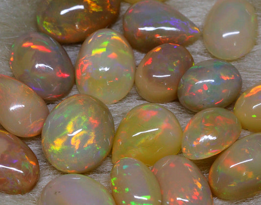White opal cabochon stone, Ethiopian opal for making jewellery gemstone, natural opal lot for ring stone, opal loose gemstone.