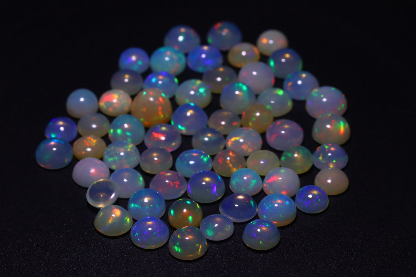 Untreated Ethiopian Opal Cabochon Stone for Jewelry Making | Flashing White Gemstone