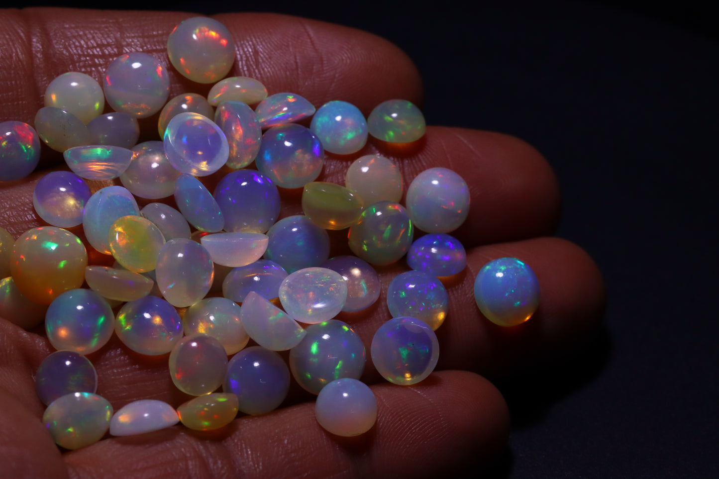 Untreated Ethiopian Opal Cabochon Stone for Jewelry Making | Flashing White Gemstone