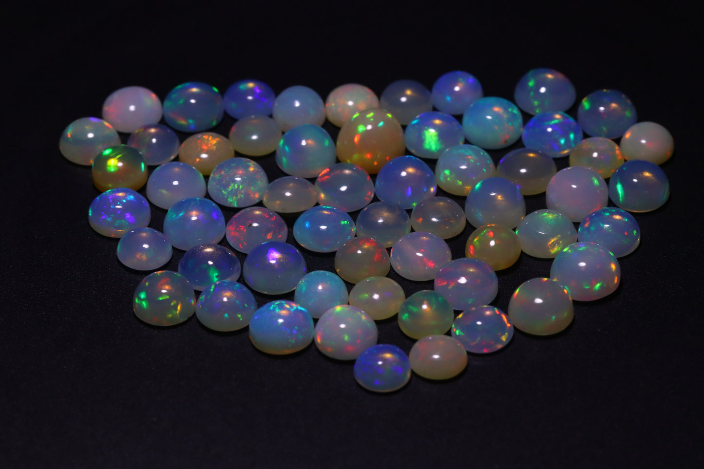 Untreated Ethiopian Opal Cabochon Stone for Jewelry Making | Flashing White Gemstone