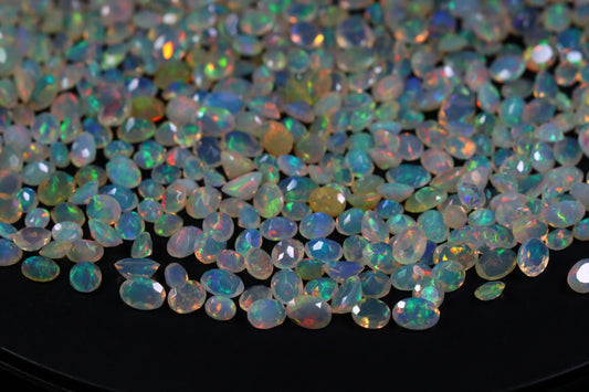 Certified White Ethiopian opal stone | Faceted oval cut gemstone for ring- Loose opal for making Jewellery for her