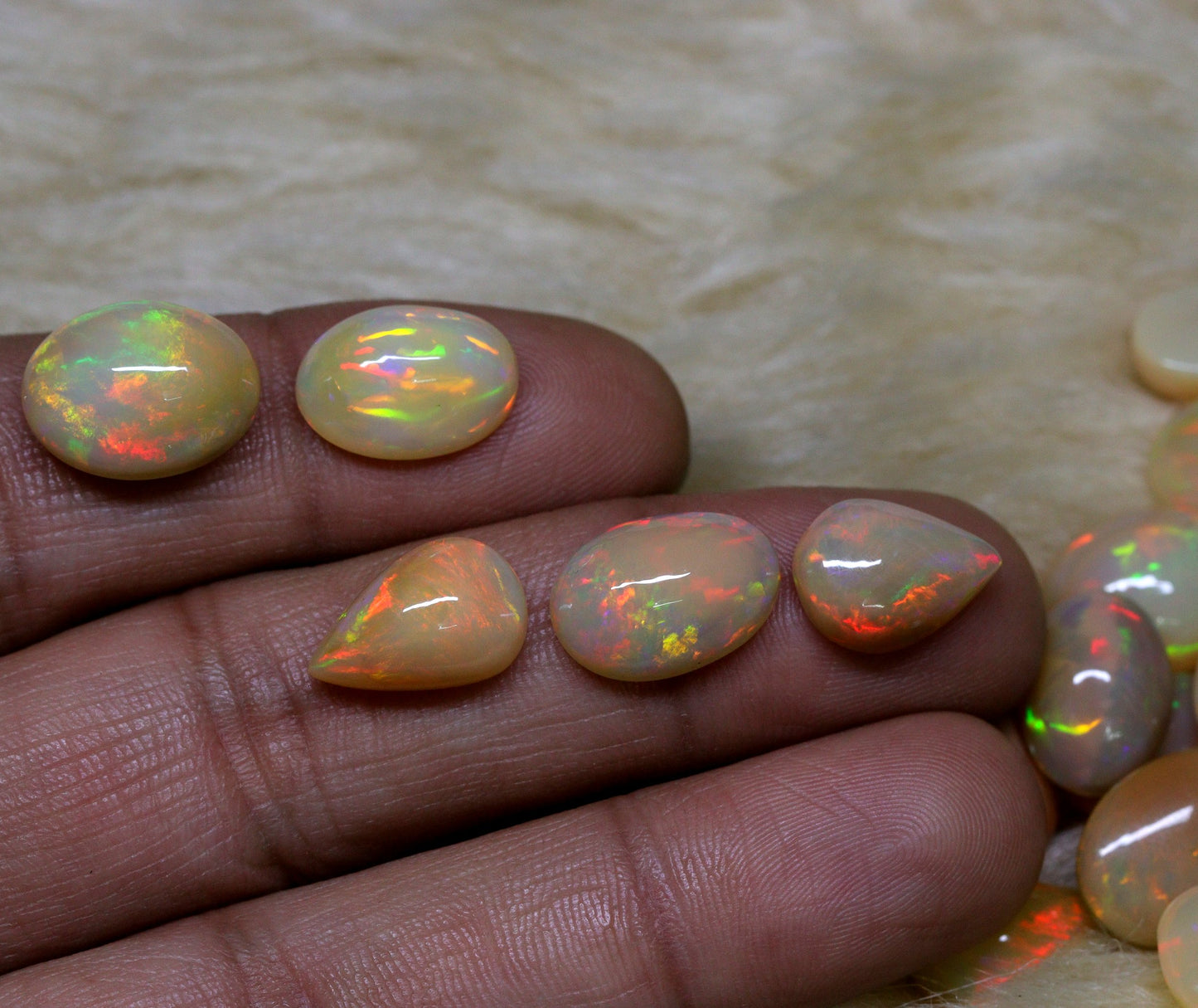 White opal cabochon stone, Ethiopian opal for making jewellery gemstone, natural opal lot for ring stone, opal loose gemstone.